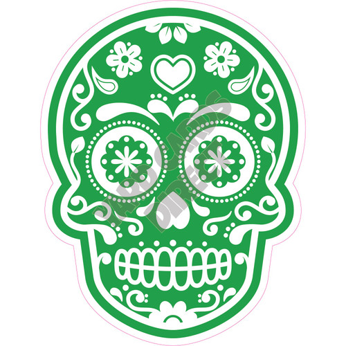 Day Of The Dead Skull - Medium Green - Style A - Yard Card