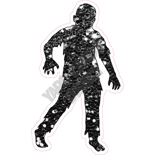 Silhouette - Zombie - Chunky Glitter Black - Style I - Yard Card