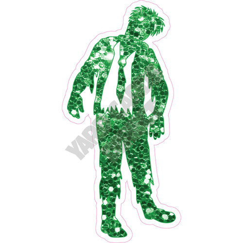 Silhouette - Zombie - Chunky Glitter Medium Green - Style A - Yard Card