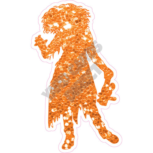 Silhouette - Zombie - Chunky Glitter Orange - Style E - Yard Card