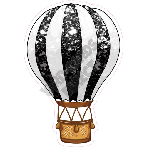 Hot Air Balloon - Chunky Glitter Black - Style A - Yard Card