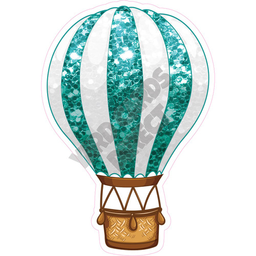 Hot Air Balloon - Chunky Glitter Teal - Style A - Yard Card