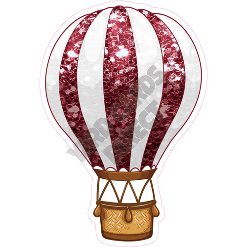 Hot Air Balloon - Chunky Glitter Burgundy - Style A - Yard Card