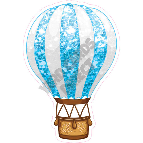 Hot Air Balloon - Chunky Glitter Light Blue - Style A - Yard Card