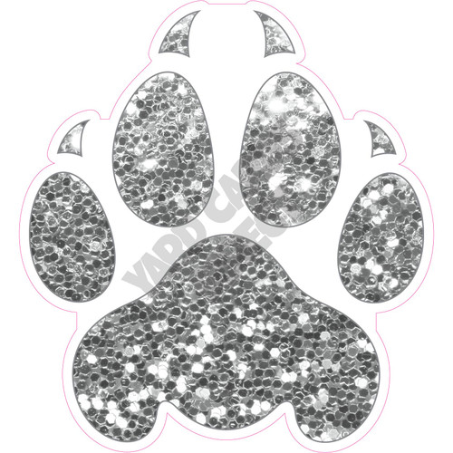 Cat Paw - Chunky Glitter Silver - Style A - Yard Card