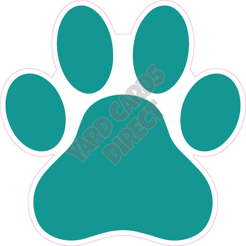 Dog Paw - Solid Teal - Style A - Yard Card