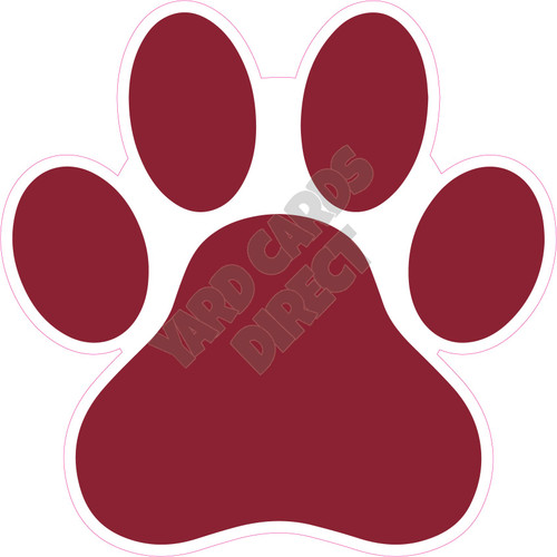 Dog Paw - Solid Burgundy - Style A - Yard Card