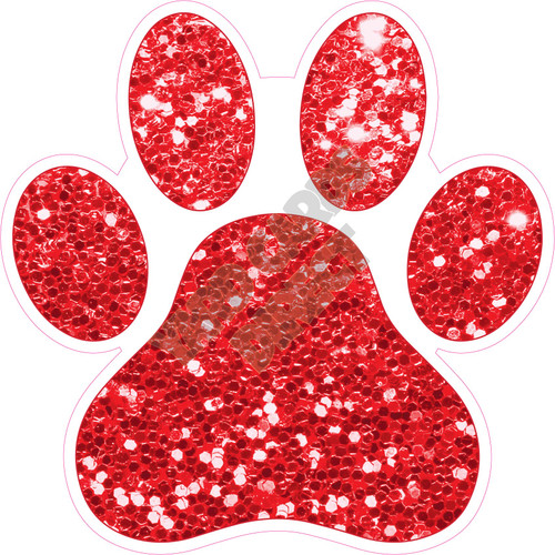 Dog Paw - Chunky Glitter Red - Style A - Yard Card