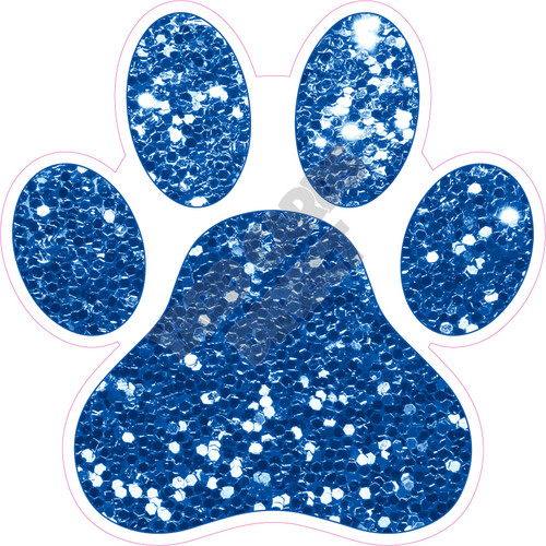 Dog Paw - Chunky Glitter Medium Blue - Style A - Yard Card