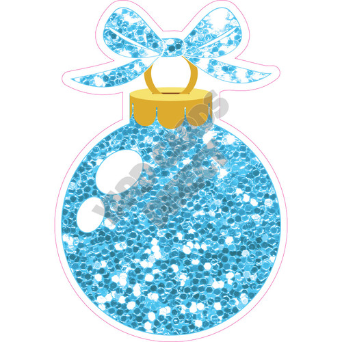 Christmas Ornament - Chunky Glitter Light Blue - Style A - Yard Card