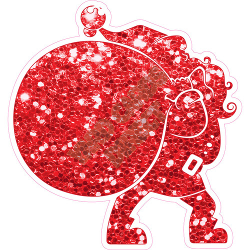 Silhouette - Santa - Chunky Glitter Red - Style A - Yard Card