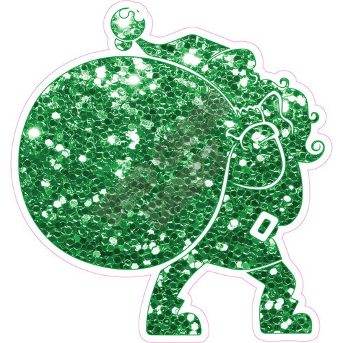 Silhouette - Santa - Chunky Glitter Medium Green - Style A - Yard Card