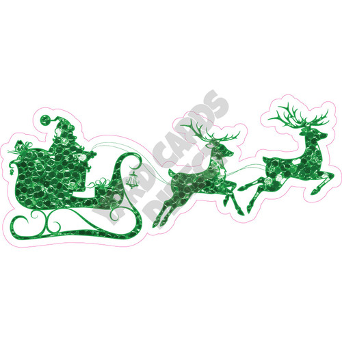 Silhouette - Santa's Slay - Chunky Glitter Medium Green - Style B - Yard Card