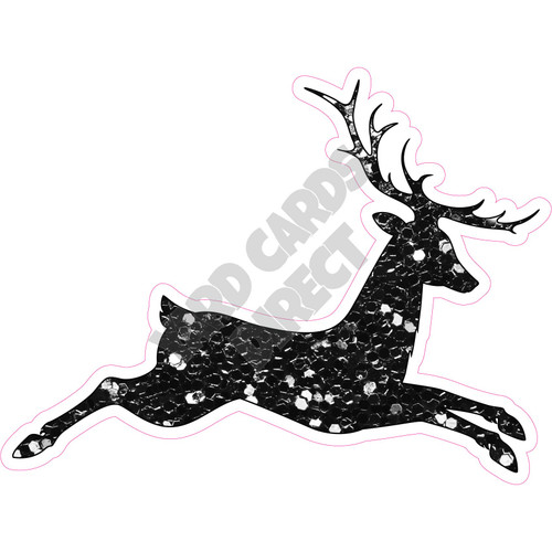 Silhouette - Reindeer - Chunky Glitter Black - Style A - Yard Card