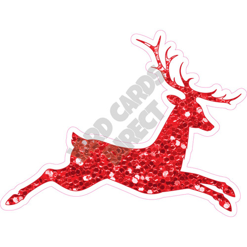 Silhouette - Reindeer - Chunky Glitter Red - Style A - Yard Card