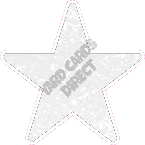 Star - Style B - Chunky Glitter White - Yard Card