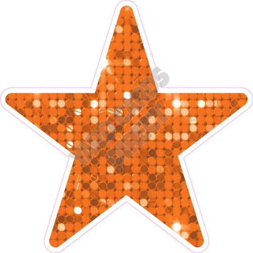 Star - Style B - Large Sequin Orange - Yard Card