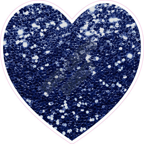 Heart - Style B - Chunky Glitter Dark Blue - Yard Card