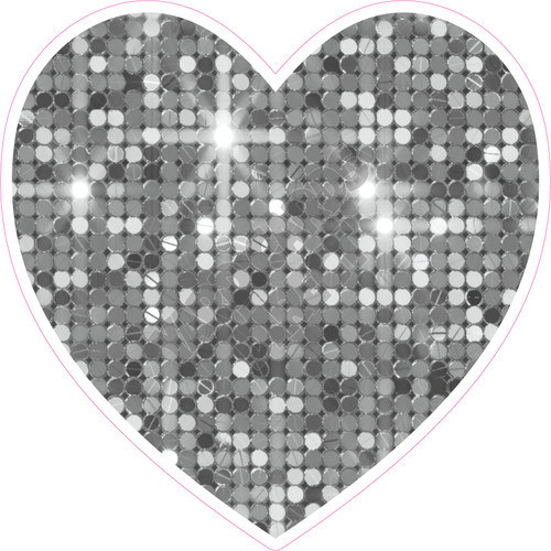 Heart - Style B - Large Sequin Silver - Yard Card