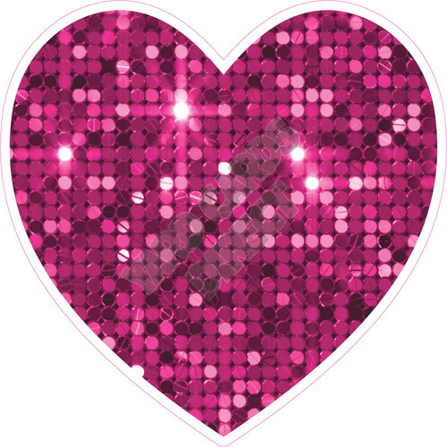 Heart - Style B - Large Sequin Hot Pink - Yard Card