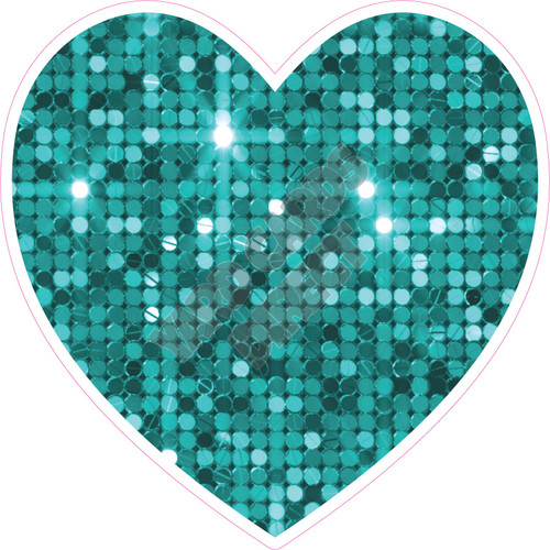 Heart - Style B - Large Sequin Teal - Yard Card