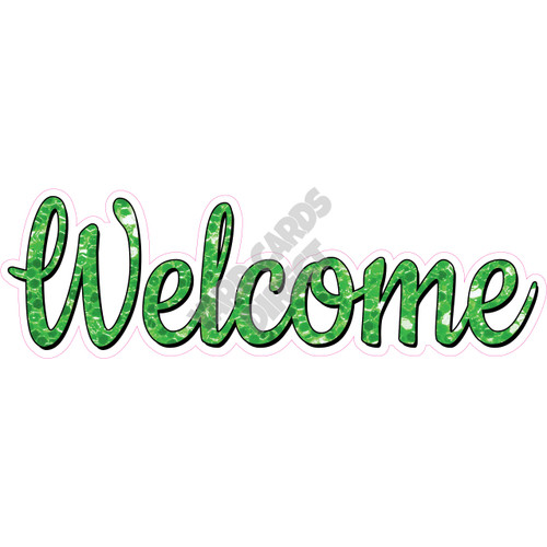 Statement - Welcome - Chunky Glitter Light Green - Style A - Yard Card
