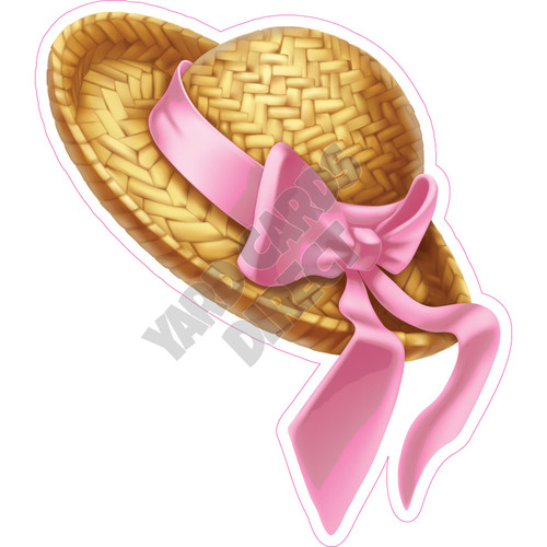 Beach Hat Pink Ribbon - Style B - Yard Card