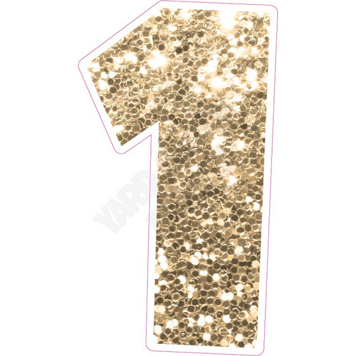 LG 30" Numbers - Singles - Chunky Glitter Old Gold - Yard Card