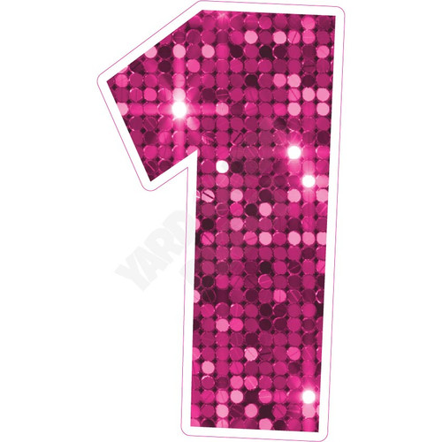 LG 30" Numbers - Singles - Large Sequin Hot Pink - Yard Card