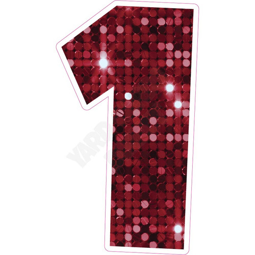 LG 30" Numbers - Singles - Large Sequin Burgundy - Yard Card