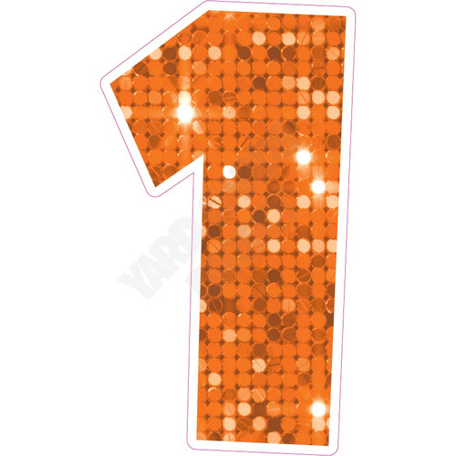 LG 30" Numbers - Singles - Large Sequin Orange - Yard Card