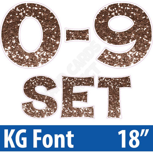 KG 18" 10pc 0-9 - Set - Chunky Glitter Brown - Yard Cards