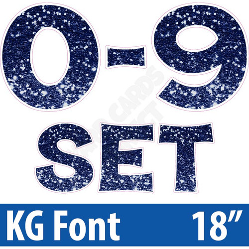 KG 18" 10pc 0-9 - Set - Chunky Glitter Dark Blue - Yard Cards