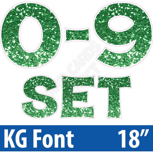 KG 18" 10pc 0-9 - Set - Chunky Glitter Medium Green - Yard Cards