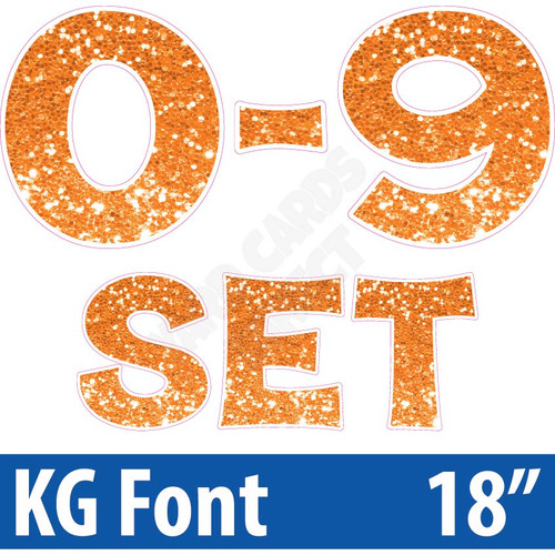KG 18" 10pc 0-9 - Set - Chunky Glitter Orange - Yard Cards