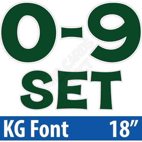 KG 18" 10pc 0-9 - Set - Solid Dark Green  - Yard Cards