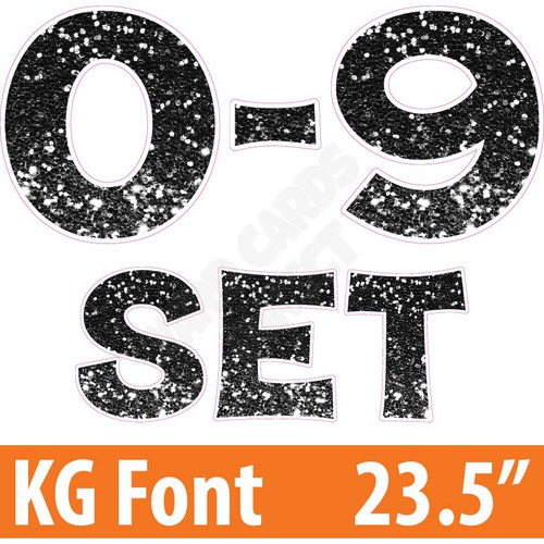 KG 23.5" 10pc 0-9 - Set - Chunky Glitter Black  - Yard Cards