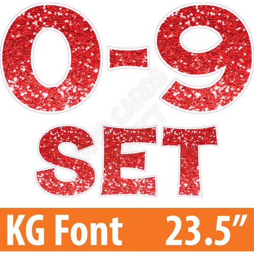 KG 23.5" 10pc 0-9 - Set - Chunky Glitter Red - Yard Cards