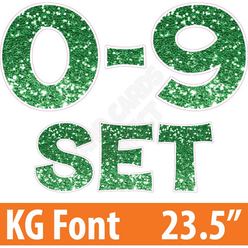 KG 23.5" 10pc 0-9 - Set - Chunky Glitter Medium Green - Yard Cards