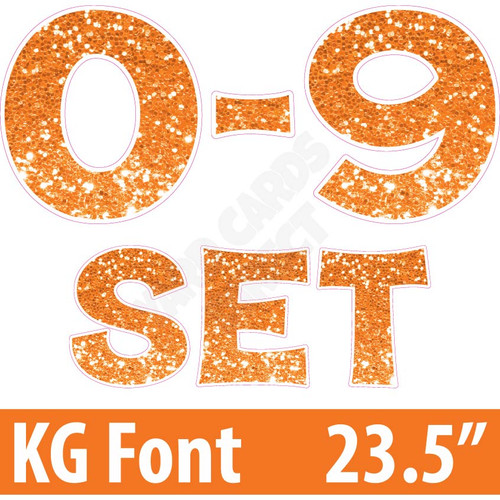 KG 23.5" 10pc 0-9 - Set - Chunky Glitter Orange - Yard Cards