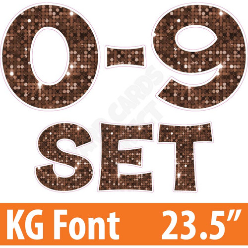 KG 23.5" 10pc 0-9 - Set - Large Sequin Brown - Yard Cards
