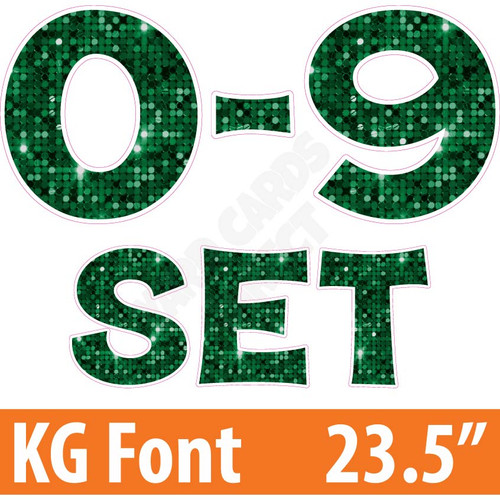 KG 23.5" 10pc 0-9 - Set - Large Sequin Dark Green  - Yard Cards