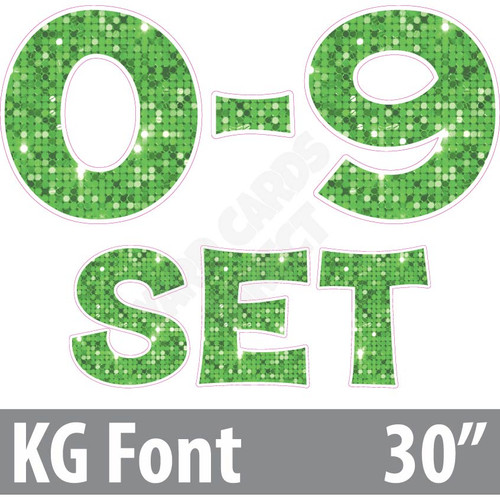 KG 30" 13pc 0-9 - Set - Large Sequin Light Green - Yard Cards