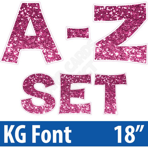 KG 18" 26pc A-Z - Set - Chunky Glitter Hot Pink - Yard Cards