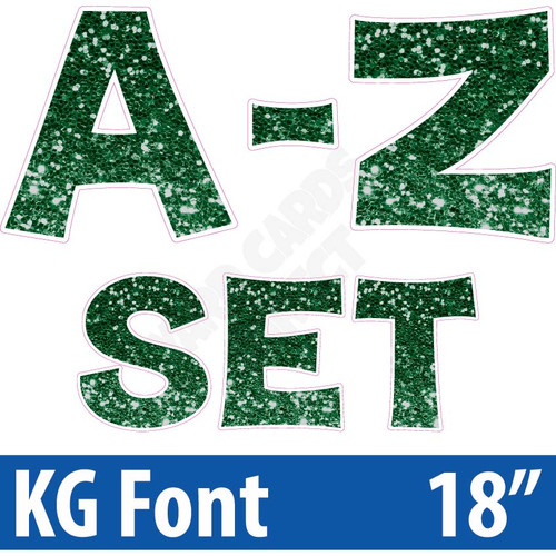 KG 18" 26pc A-Z - Set - Chunky Glitter Dark Green  - Yard Cards