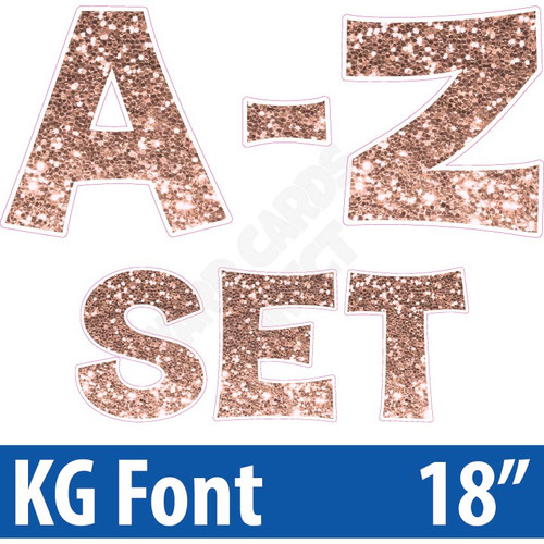 KG 18" 26pc A-Z - Set - Chunky Glitter Rose Gold - Yard Cards