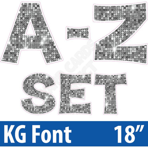 KG 18" 26pc A-Z - Set - Large Sequin Silver - Yard Cards