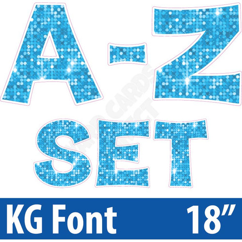 KG 18" 26pc A-Z - Set - Large Sequin Light Blue - Yard Cards