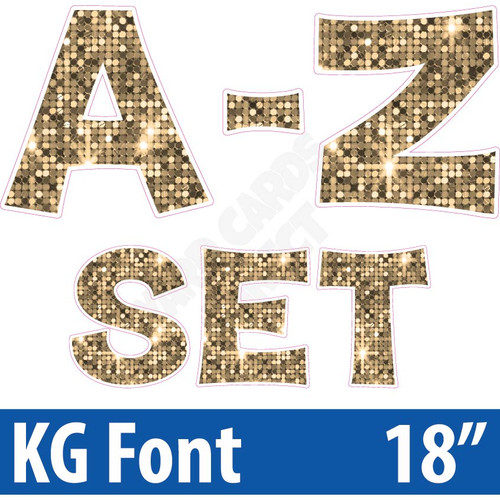 KG 18" 26pc A-Z - Set - Large Sequin Old Gold - Yard Cards