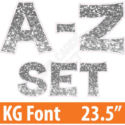 KG 23.5" 26pc A-Z - Set - Chunky Glitter Silver - Yard Cards